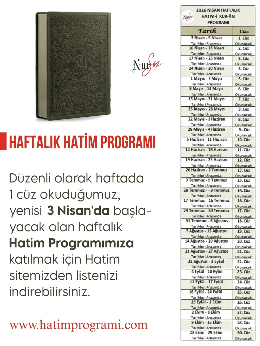 HAFTALIK HATİM PROGRAMI